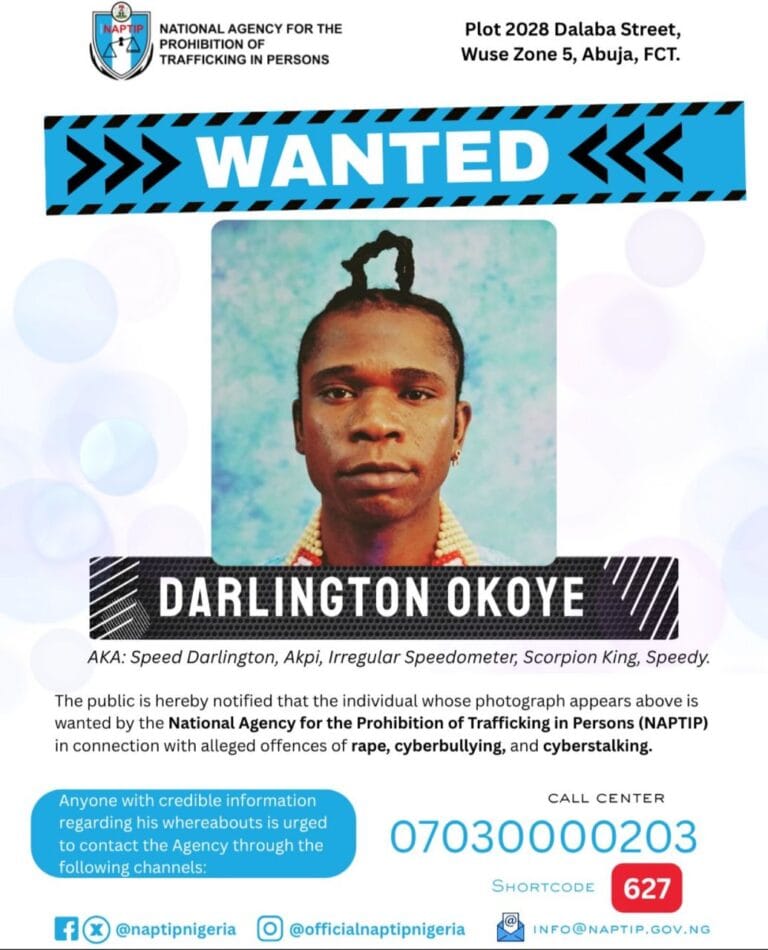 NAPTIP Declares Speed Darlington Wanted for Alleged Rape, Cyberbullying - Loadedmore.ng